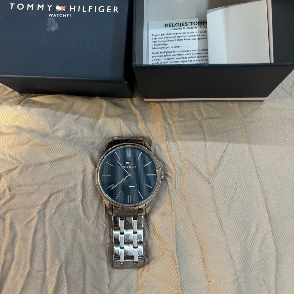 Tommy Hilfiger Silver Bracelet Watch with Navy Dial